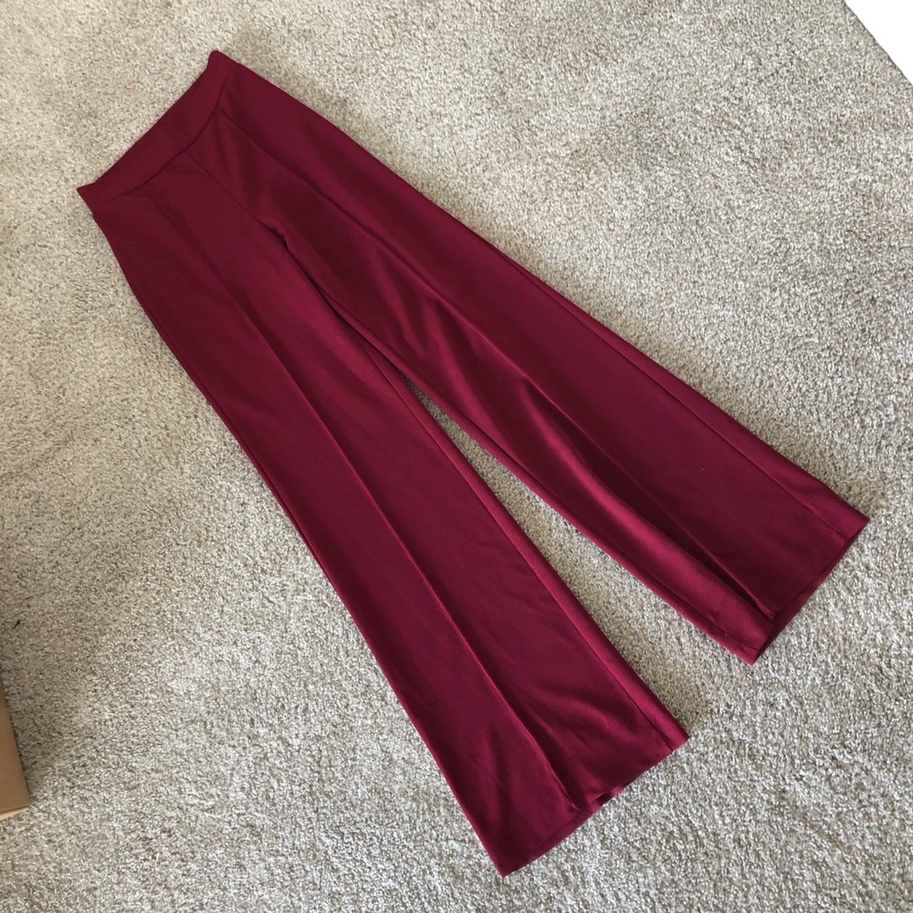 Maroon wide leg trousers